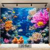 Two-dimensional Plane, 1-piece Installation of a Marine World Theme Background Fabric, Featuring Coral Reefs, Colorful Fish