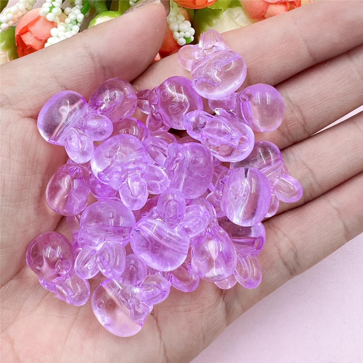 

50 шт. 12,6*18 мм акриловые бусины в виде головы кролика, модные аксессуары для самостоятельного изготовления ювелирных изделий для браслетов и сережек фиолетовый