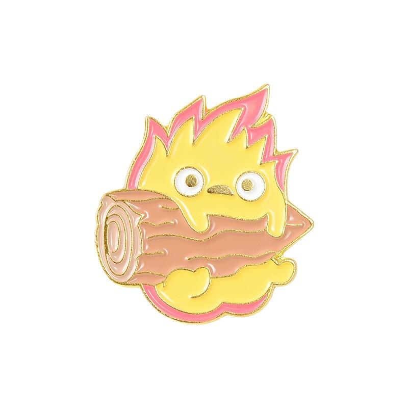 Flame Charming Cartoon Log Shaped Brooch Vibrant Enamel Pin For Unique Style Decoration