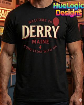 It Welcome To Derry Maine Horror Logo T-Shirt | Red Balloon King Graphic Unisex T-Shirt