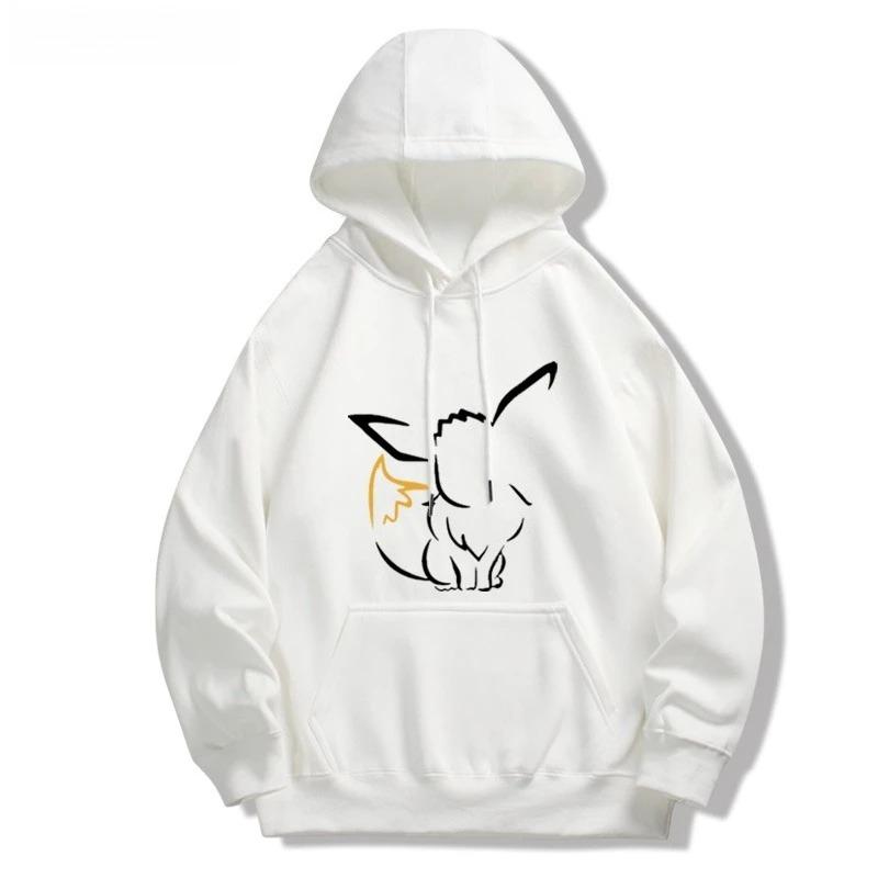Autumn_Winter Pokemon Animation Brand Pikachu Printed Hoodie Men's and Children's Harajuku Casual Short Sleeve