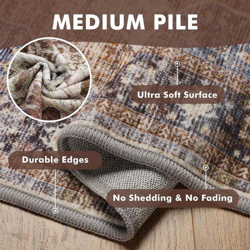 Böhmischer Stil Läufer Teppich Retro Leichter Luxus Flur Teppich Maschinenwaschbar Faltbar Rutschfest Schlafzimmer Bettvorleger Alfombra