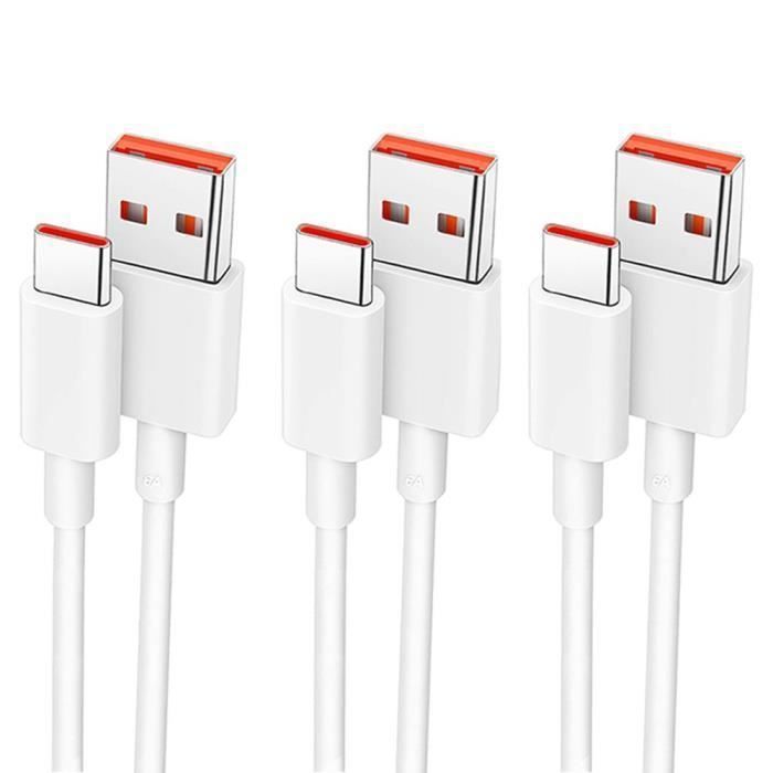 Câble USB-C - E.F.Connection - Charge Rapide 6A - 1 Mètre - Compatible Redmi 9 à 13C