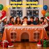 Christmas Gingerbread House Tablecloth 7.55 X 9.84 Ft Tablecloth with Cut-Out Door Windows Table Cover Playhouse for Kids Xmas