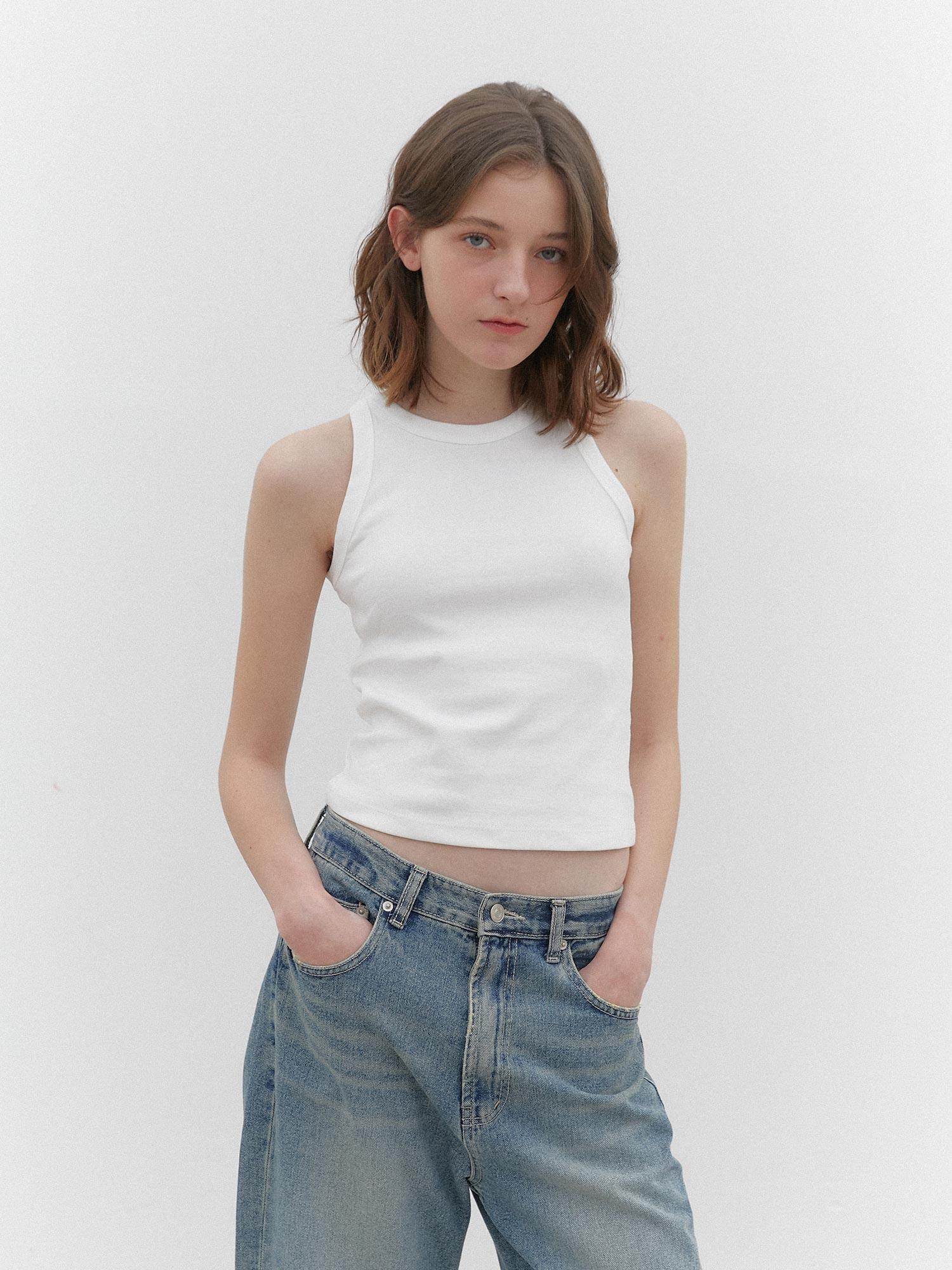 Heatherment Regular Halter Neck Sleeveless (White) White/Os
