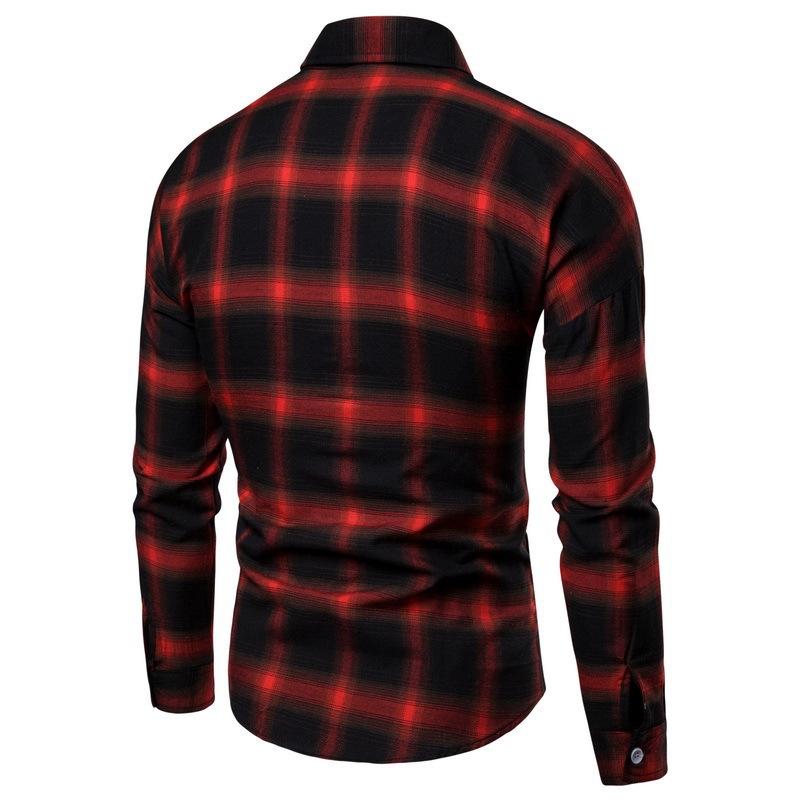 European and American Men's Spring and Autumn New Korean Version of The Trend Long-sleeved Plaid Shirt Men's Shirt
