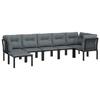 VidaXL Salon de Jardin 7 pcs, Ensemble de Meubles de Terrasse, Mobilier d'Extérieur, Chaise de Patio, Moderne, Noir et Gris 3187760