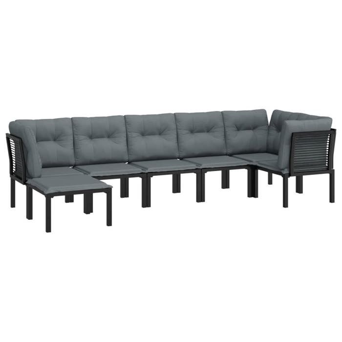 VidaXL Salon de Jardin 7 pcs, Ensemble de Meubles de Terrasse, Mobilier d'Extérieur, Chaise de Patio, Moderne, Noir et Gris 3187760