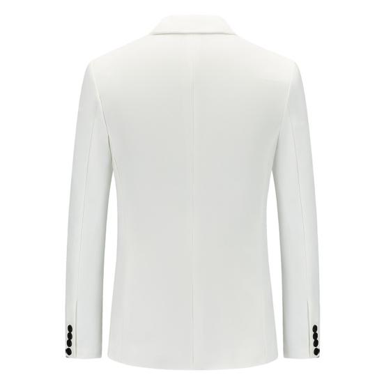 Men Suit Coat Lapel Notch Collar Single Button Long Sleeves Contrast Color Slim