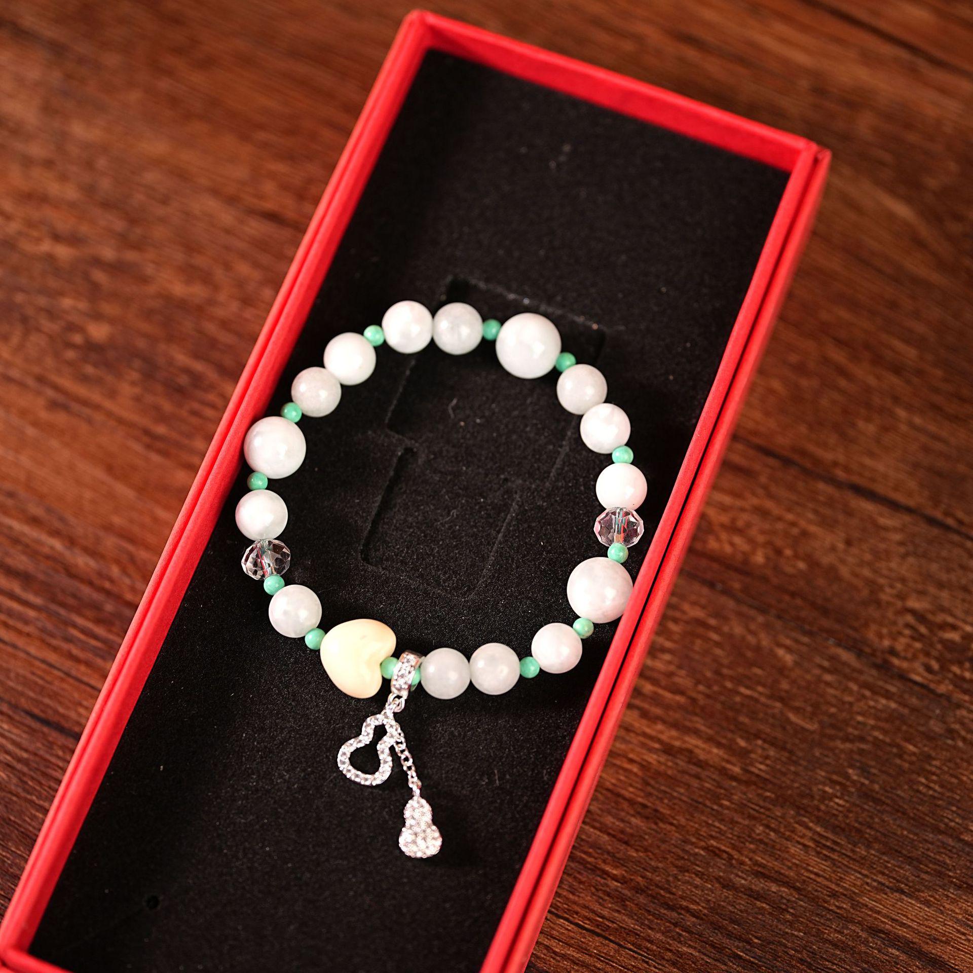 

Elegant Chinese Petrified Wood Bracelet with Gourd Pendant – Women s Luxury Wenwan Jewelry