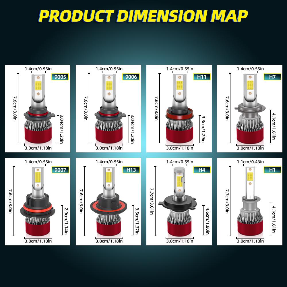 LED 9005 HB3 9006 HB4 Car Headlight Bulb Bright  6000K Running Front Head Lamp COB chips cooling fan DC12V Auto Light bulbs