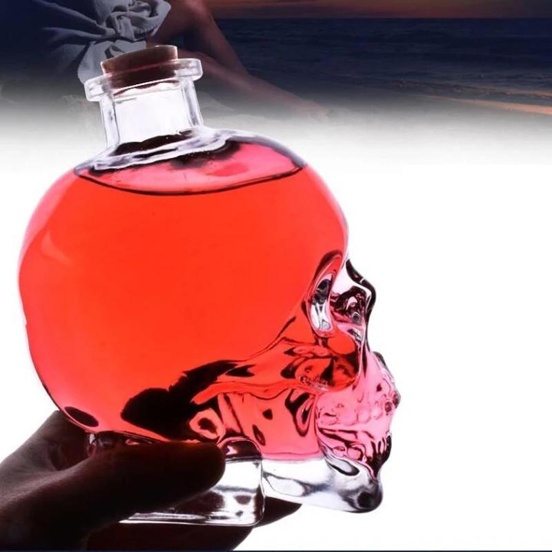 100-750ML Creativity Glass Skull Head Cup Vodka-Shot Whiskey Wine Drinking Bottle Decanter Drinkware Bar Tools Halloween Gifts