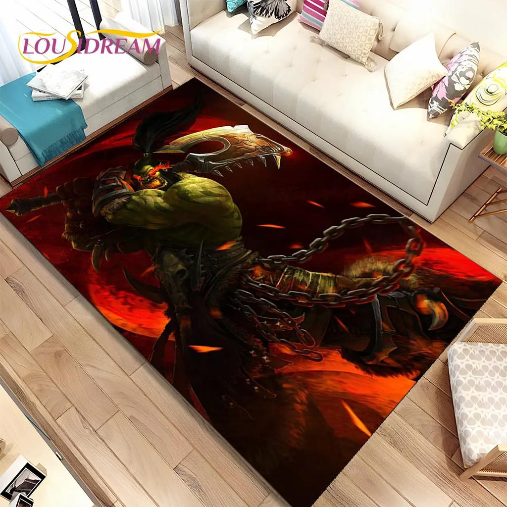 World of Warcraft, WOW, Game Gamer-Bereichsteppich, Teppichteppich für Wohnzimmer, Schlafzimmer, Sofa, Fußmatte, Dekoration, rutschfeste Kinder-Bodenmatte, 3D