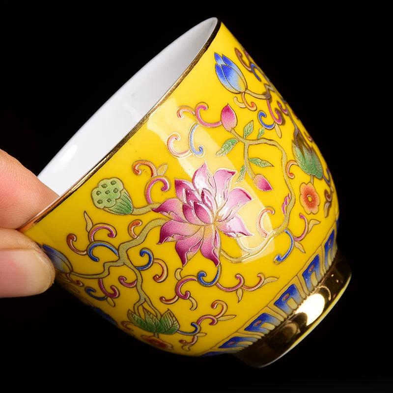 Vintage chinesisches Porzellan Teegeschirr, Schöne ungewöhnliche Ästhetik Tasse, Puer Oolong, Kung Fu, Tieguanyin Blume, Grüner Tee