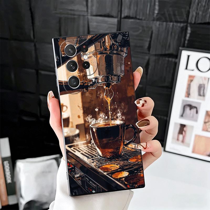 Black Coffee Fashion Style Soft Phone Case for Samsung Galaxy S26 S25 Edge S24 Ultra S23 Plus S22 S21 FE S20 Black Cover Back Sh