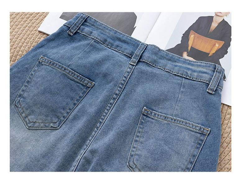 2025 New Chinese Style Embroidered High-Waist Wide-Leg Petite Jeans