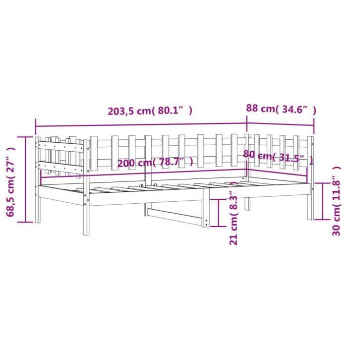 VidaXL Lit de jour Blanc 80x200 cm Bois de pin massif 840377
