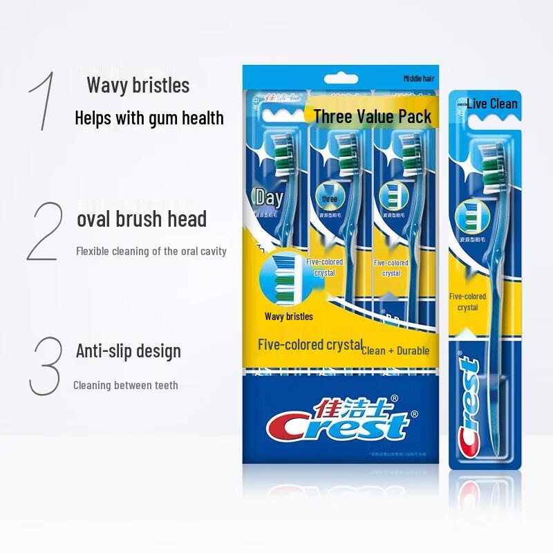 Crest Colorful Crystal Soft Toothbrush (3-Pack)