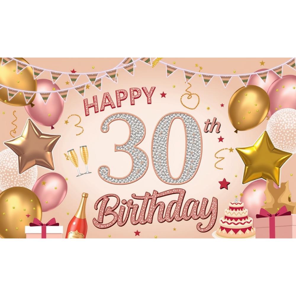 Birthday Decorations Elegant Custom Banner Birthday Backdrop Glitter Mitzvah Backdrop For Photo Shoot Party