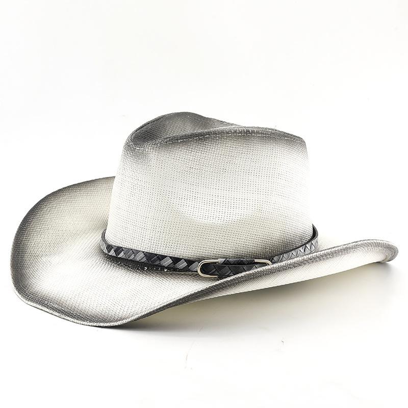 Hard top cowboy hat sun hat men women panama straw hat top hat western cowboy hat new M（56-58cm）