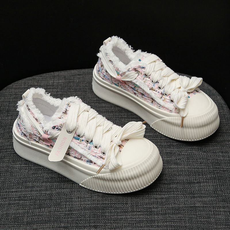 Fashion Women's Tassel Shoes High on Platform Summer Ladies Footwear Canvas 2025 New Cheap Y2k Fashion Trends Sale Daily Routine 39 In