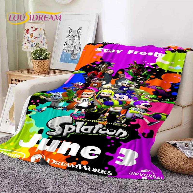 Splatoon3 PC Gamer Cartoon Game Soft Blankets,Keep Warm Throw Blanket Comfortable Blanket for Picnic Beds Sofa Home Bedroom Gift