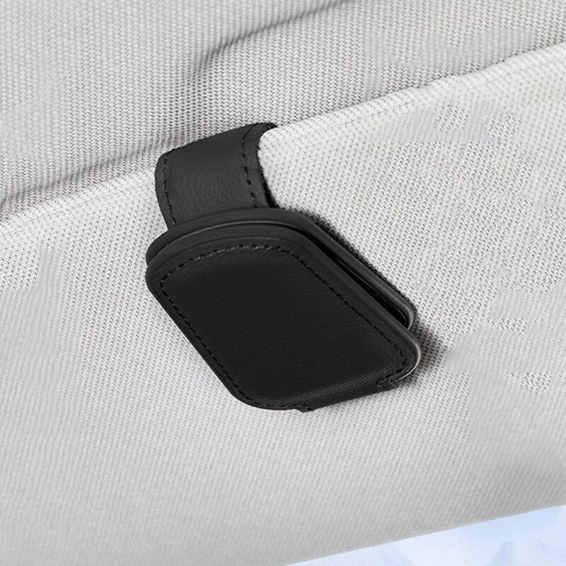 Clipuri de ochelari de soare auto din piele PU neagră, clipuri de depozitare convenabile, cu aspirație magnetică multifuncțională, pentru vizor de soare, auto, negru