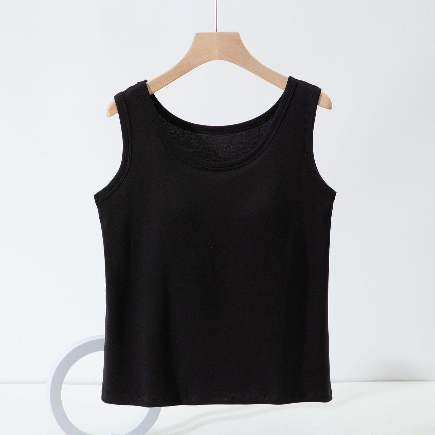 Plus Size Women s Wide Strap Camisole with Built-in Bra Pads – Conceals Side Boobs One Size классический черный