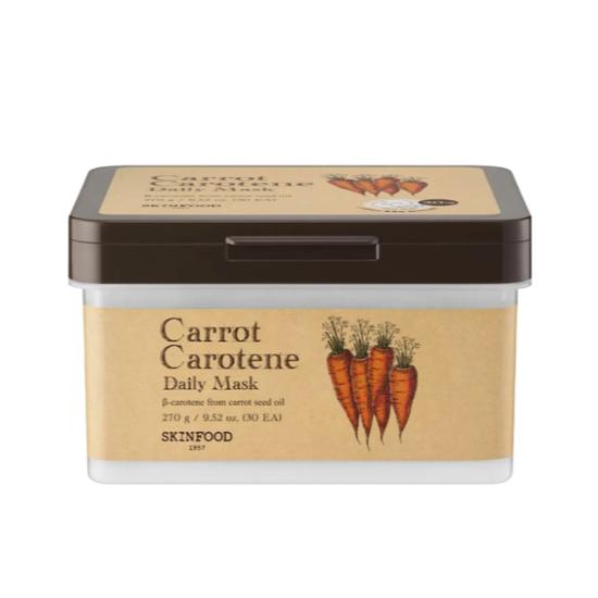 SKINFOOD Carrot Carotene Daily Sheet Mask – 30pcs | Hydrating & Soothing Mask for Sensitive Skin with Beta-Carotene