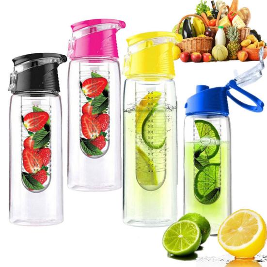 Portable Camping Sports Lemon Juice Fruit Infusing Infuser Water Bottle 800ML