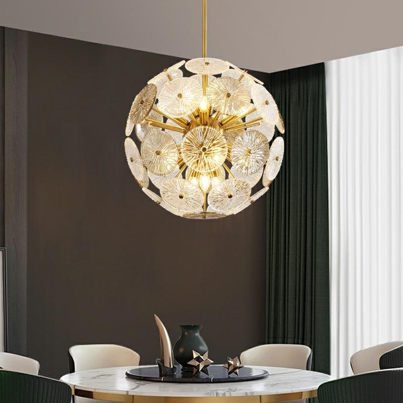 Luxury Gold Crystal Hanging Light Ball Round Glass Ceiling Lamp Interior Decoration Pendant Lamp For Living Room Dining Bedroom