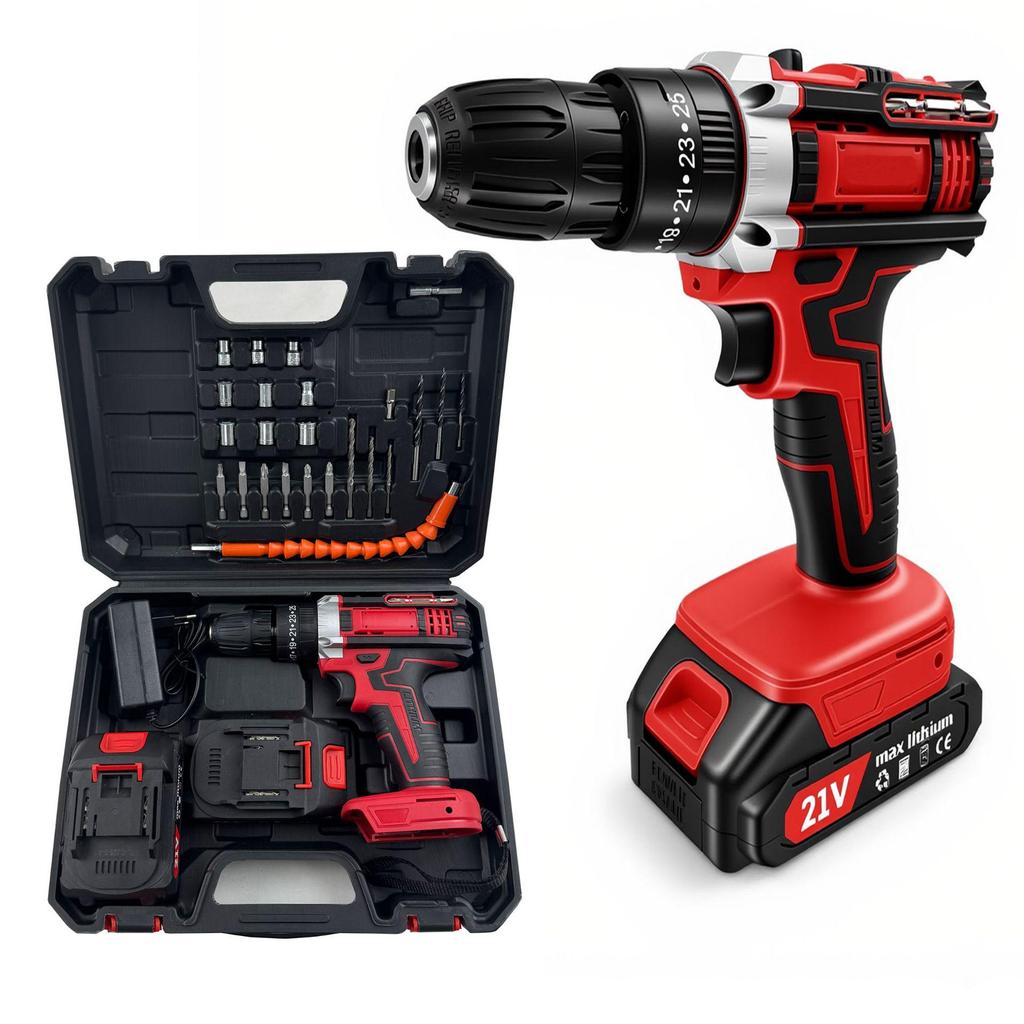 Portable Multi-Functional Electric Drill with Lithium Battery - Handheld Screwdriver for Home DIY Projects