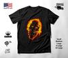 Blazing Orange Skull Portrait T-Shirt Black Unisex S-2XL