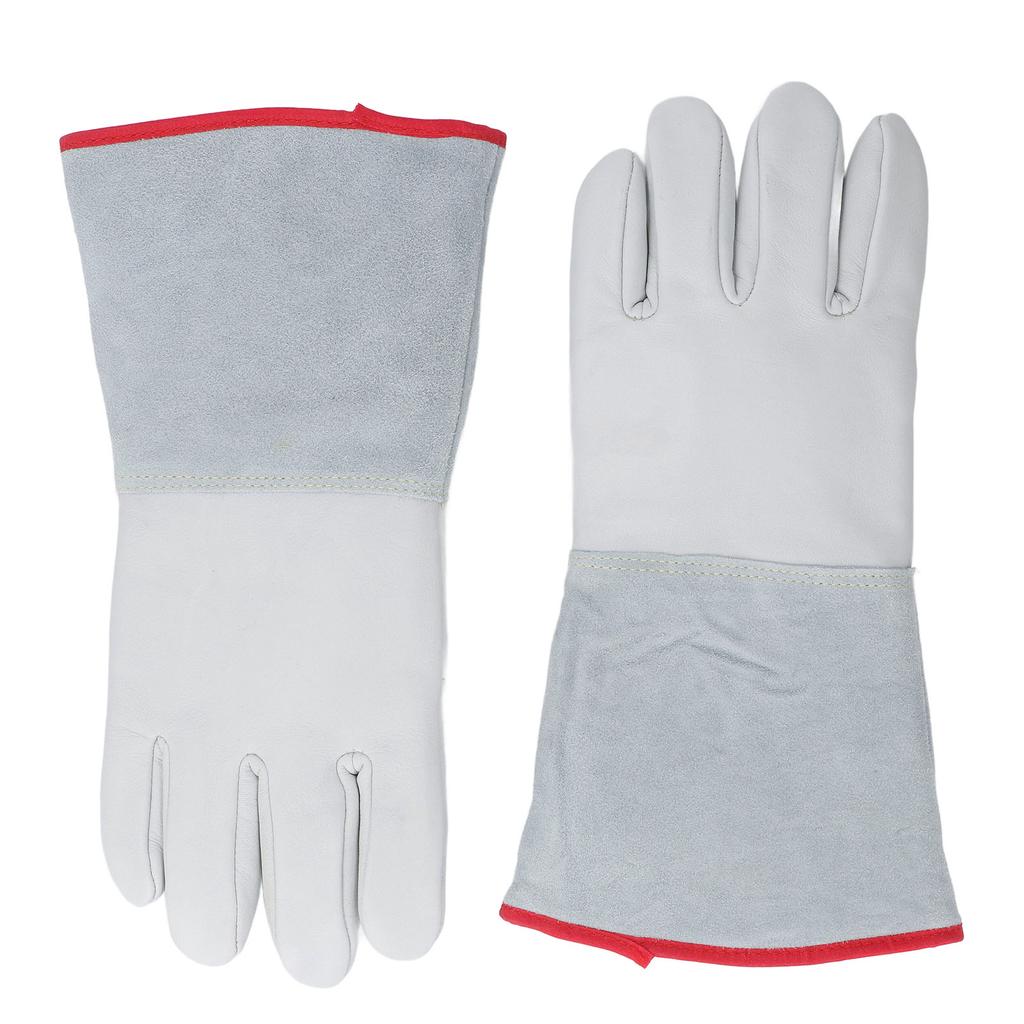 1 Pair 36cm Antifreeze Gloves Thickened Cowhide Low Temperature Protective Gloves for Liquid Nitroge