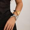 Design Metal Leaf Folded Open Bracelet, Niche Liquid Bow Bracelet