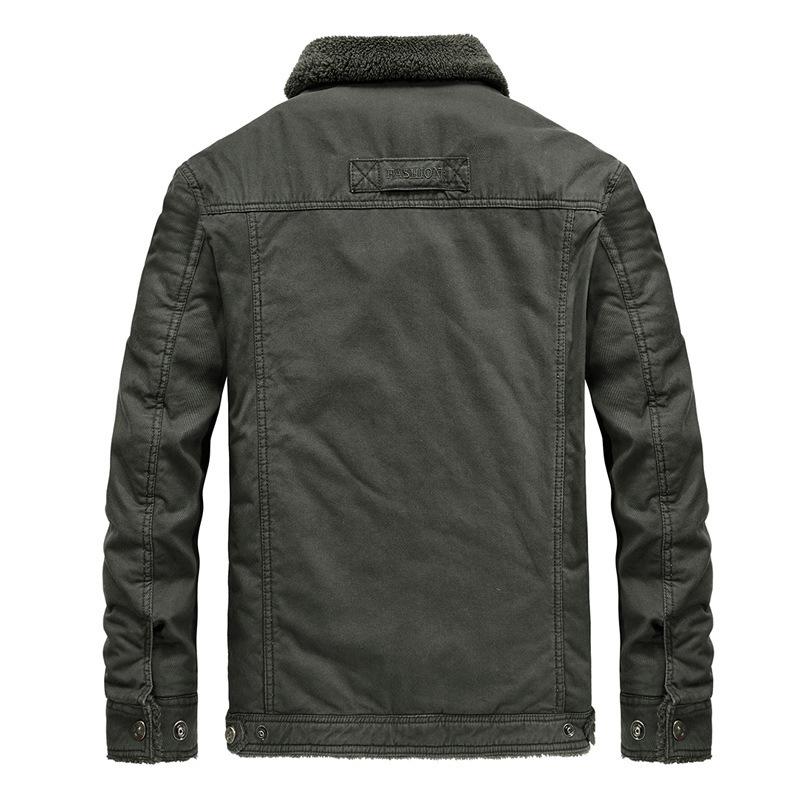 Autumn and Winter Lamb Wool Lapel Jacket Men's Pure Cotton Washed Velvet Thickened Thermal Jacket Loose Large Size Coat