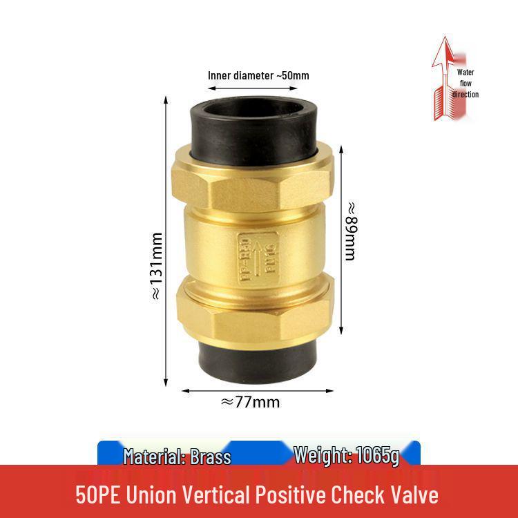 Copper Horizontal Bathroom Double Backflow One-Way Check Valve, Household Water Pipe Fittings, Non-Return Valve, 4/6 inch (DN20/25).