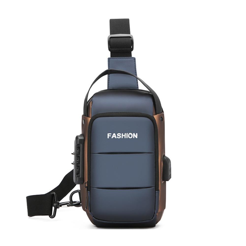 

Anti-theft Men s Chest Bag USB Charging Port Shoulder Crossbody Bag Password Sling Bag Running синий