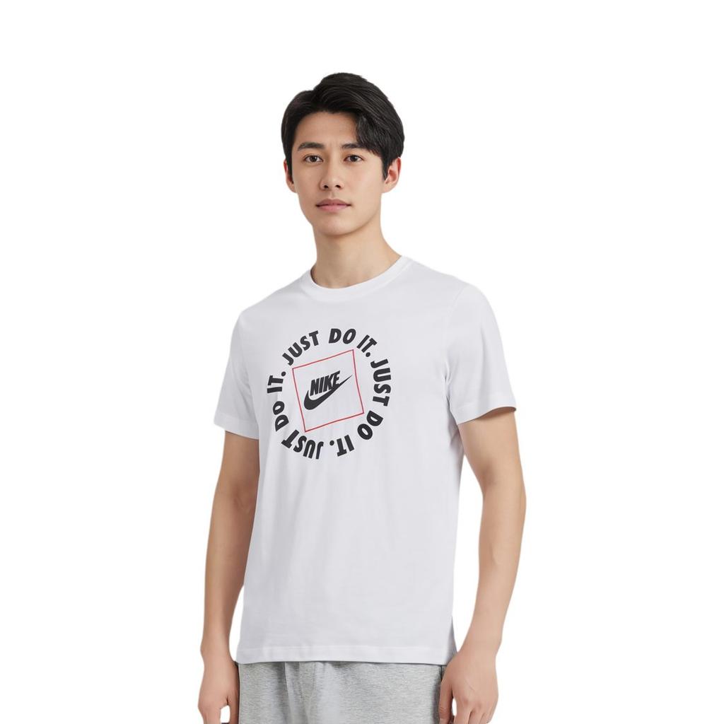 Nike T Shirts Men's White Crew Neck Moderate Straight Fit DA0239-100