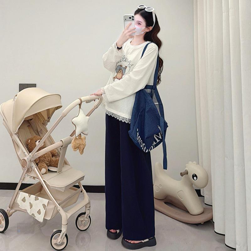 2026 Spring Korean Style Loose Maternity T-Shirt - Plus Size & Hoodie Option