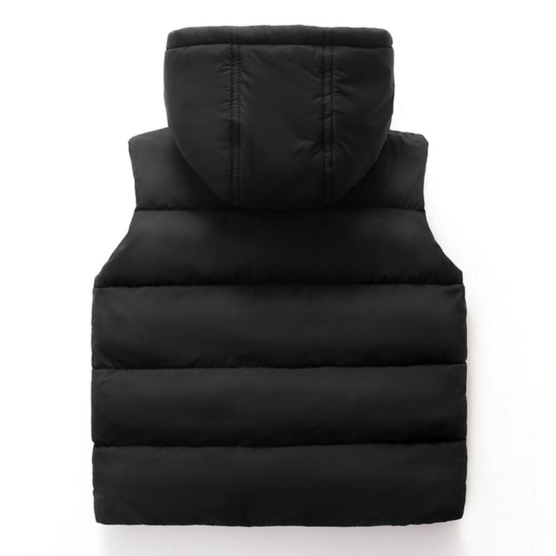 3-10 Years Kids Winter Warm Hooded Vest Sleeveless Zipper Coat