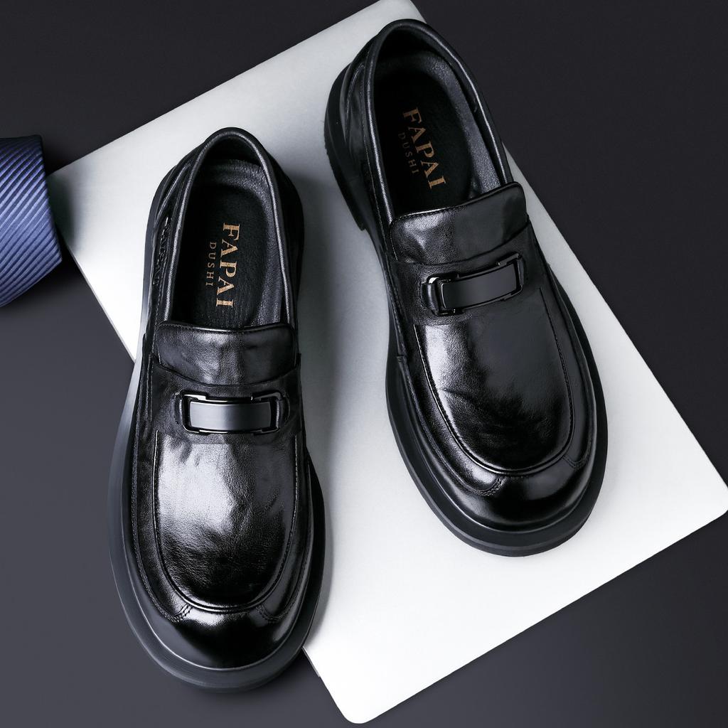 Autumn New Men's Leather Shoes Genuine Leather Cowhide British Style Men's Shoes Lazy One Pedal Business Casual Loafers Trend