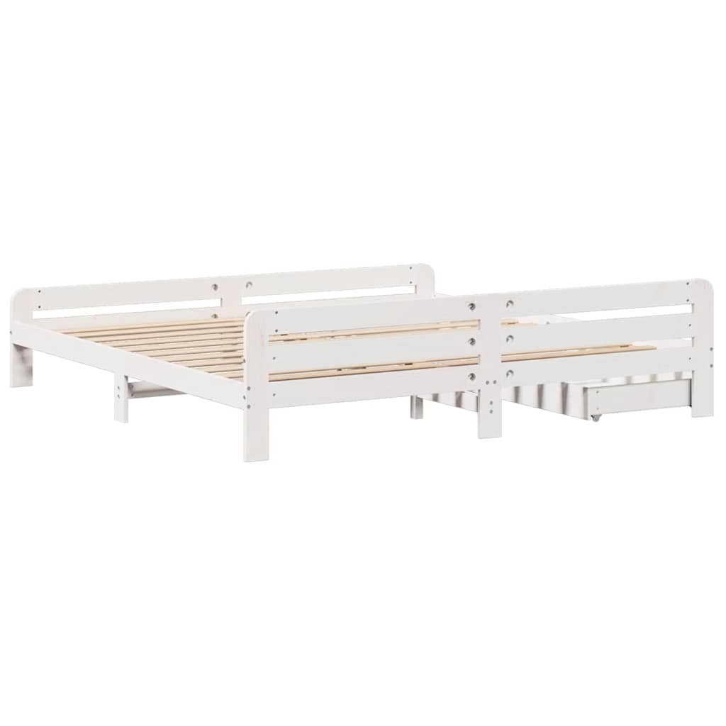 Solid Wood Bed without Mattress White 200x200 cm Pine Wood