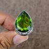 Peridot Genstone Handmade 925 Sterling Silver Jewelry Ring Size 9 KKG-487