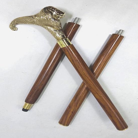 Laski i laski do chodzenia z mosiężną rękojeścią dla mężczyzn kobiet 91,44 cm brązowe drewno lwia twarz mosiężna rękojeść unisex derby składana laska