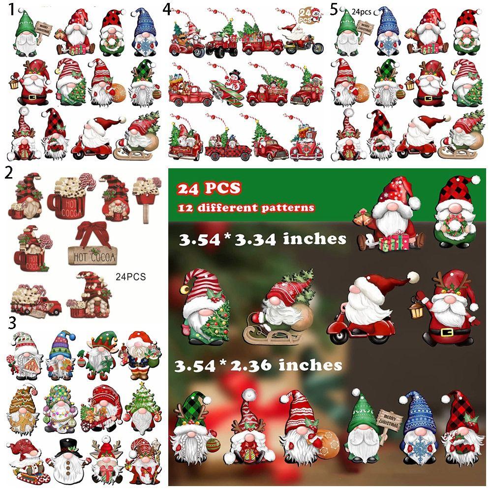 12/24 ks Dřevěné vánoční ozdoby skřítků Ručně vyráběné vánoční dekorace Přívěsky Santa Clause Domov