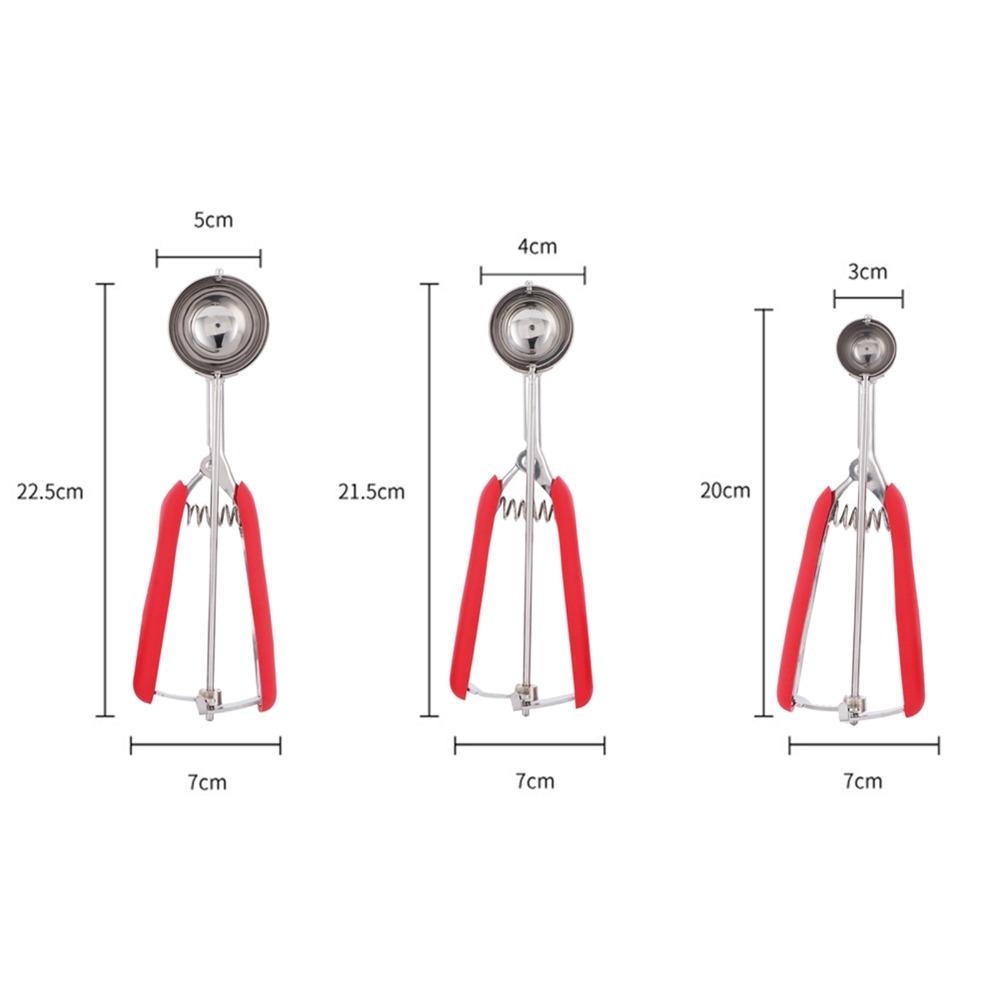 3pcs set Trigger Release Ice Cream Scoop Set Stainless Steel Stainless Steel Scoop Food Preparation