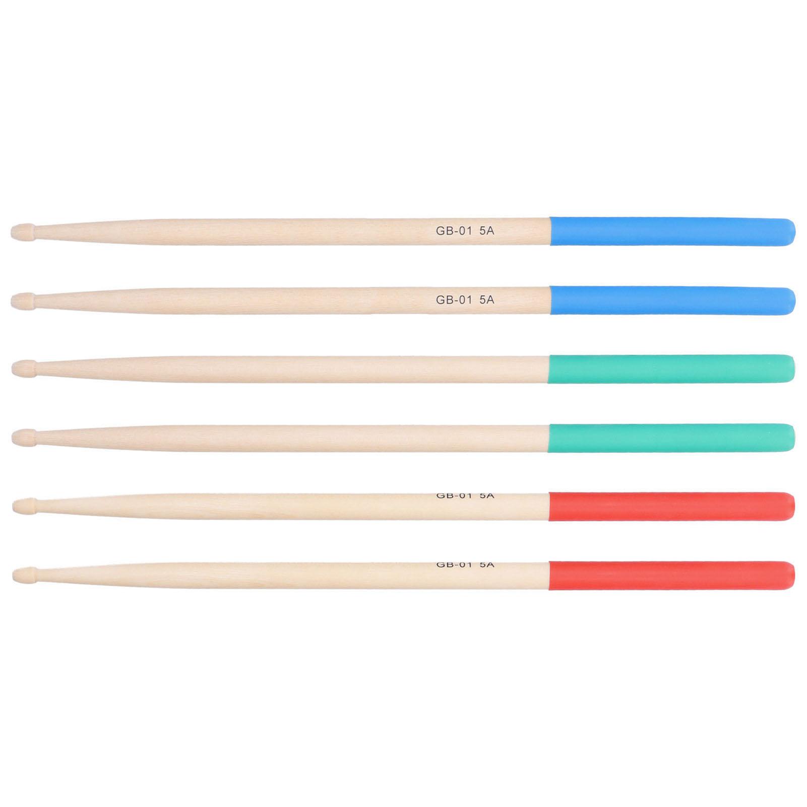 

3 Pairs 5A Wood Drumstick Pack Set Kit NonSlip Music Instrument Accessory for Adults Kids