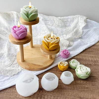 Mehrgrößen 3D Blütenform Silikon Rosenform Kerzenform Handgemachte Seifenform Hochzeitstortendekor Gelee Valentinstag Geschenk DIY