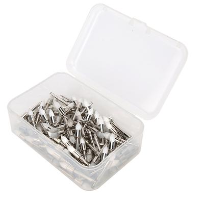 100 szt. Nylonowa szczoteczka do polerowania zębów, polerka, materiał dentystyczny z pudełkiem do przechowywania, spiczasta główka, biała